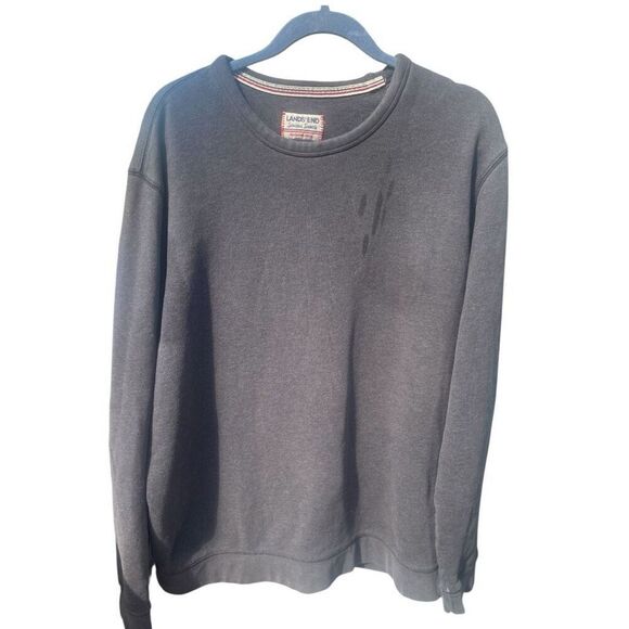 Unisex Lands End Serious Sweats Gray Crew Neck Heavyweight Pullover Size Large - Picture 1 of 4